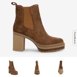 Brown Heeled Chelsea Boots with Chunky Heel and Platform Sole
